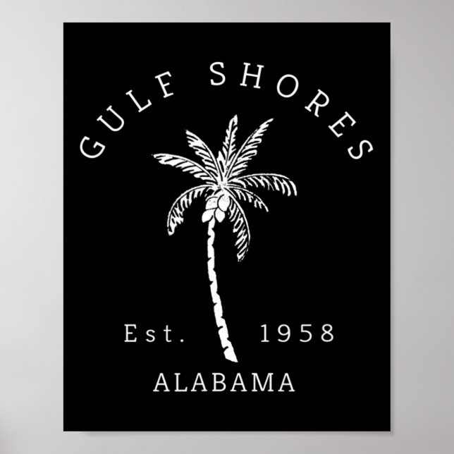 Affiche Graphique Cool rétro Gulf Shores Al Beach Palm Tre (Devant)