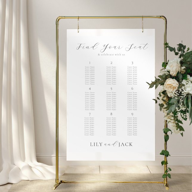 Affiche Graphique d'affichage Mariage élégant de 9 tables (Créateur téléchargé)