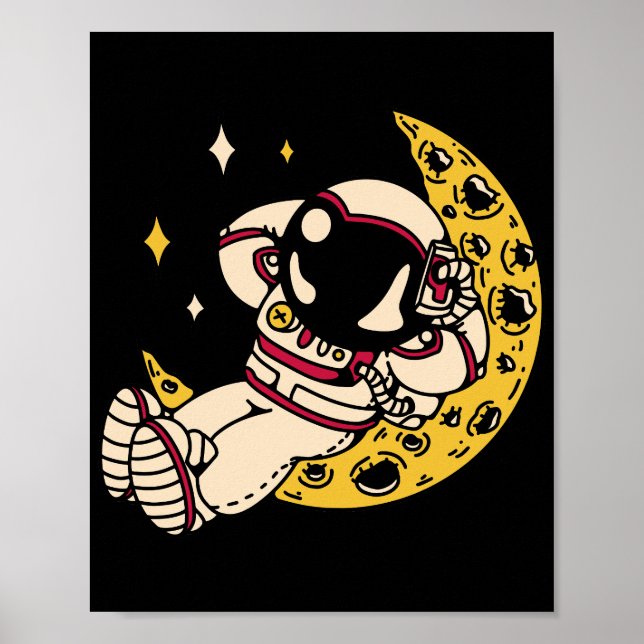 Affiche graphique d'astronaute se détendant sur un (Devant)
