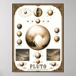 Affiche Graphique d'astronomie de Pluton et de ses lunes