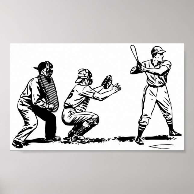 Affiche Graphique de baseball vintage (Devant)
