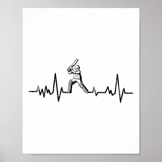 Affiche Graphique de battement de cœur drôle de cricket po (Devant)