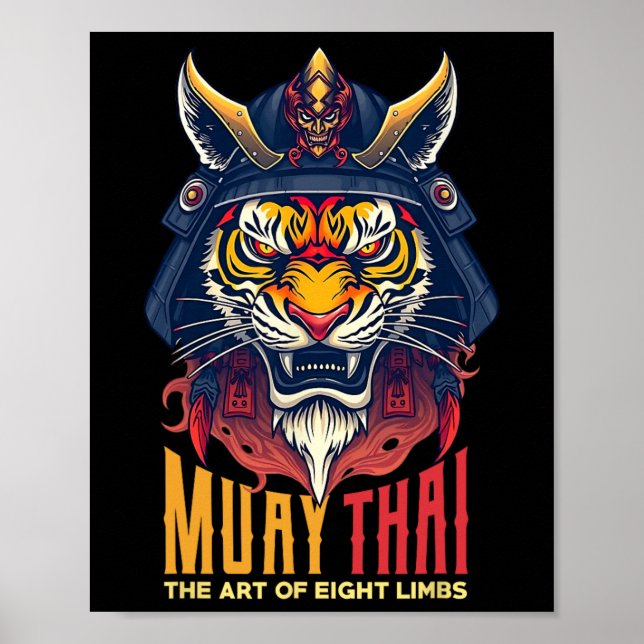 Affiche Graphique de boxe thaïlandaise de Muay Thai Samura (Devant)