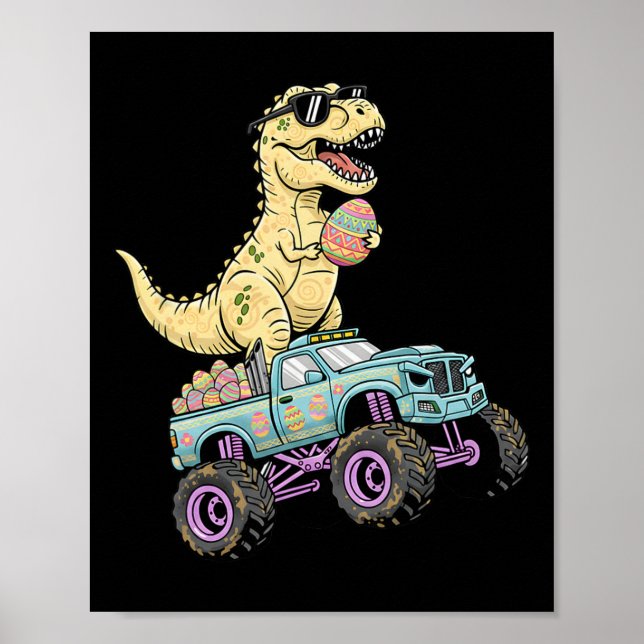 Affiche Graphique de camion monstre T Rex de Pâques pour e (Devant)