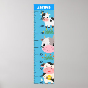 Affiche Graphique de croissance de la vache à bébé mignonn
