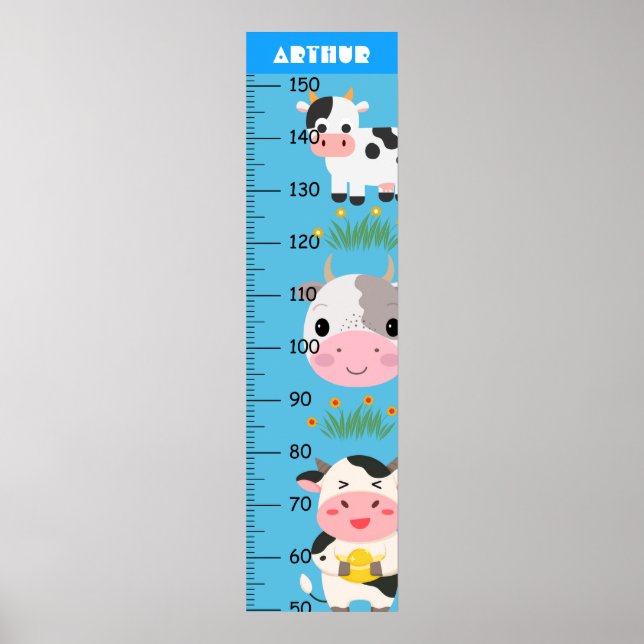 Affiche Graphique de croissance de la vache à bébé mignonn (Devant)