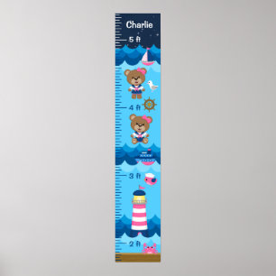 Affiche Graphique de croissance de l'ours rose et de la ma