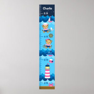 Affiche Graphique de croissance de singe fille marine rose