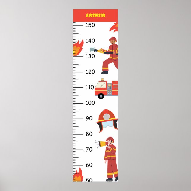 Affiche Graphique de croissance des pompiers mignons (Devant)