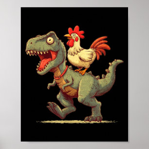 Affiche Graphique de dinosaure amusant à cheval sur un pou