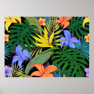 Affiche Graphique de fleur d'Aloha de Hawaii tropical