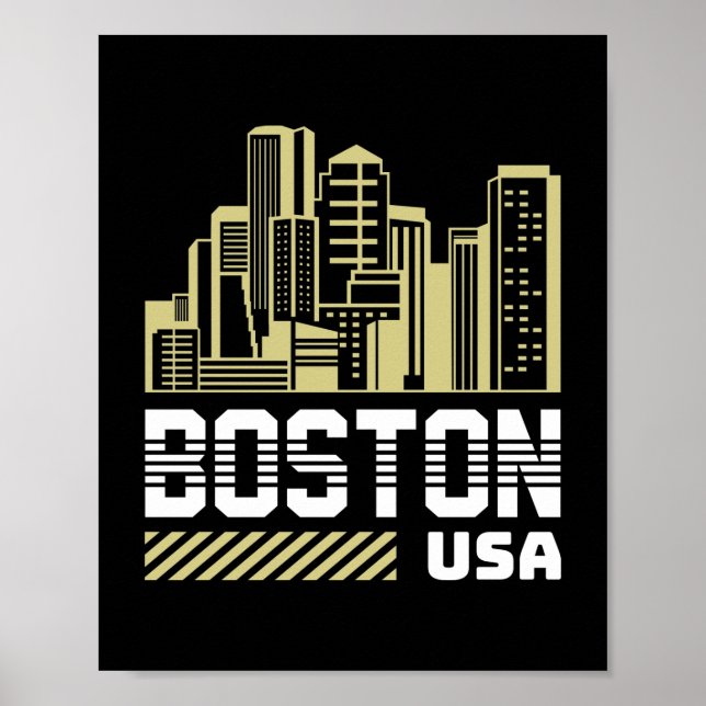 Affiche Graphique de la skyline de Boston États-Unis | Vil (Devant)