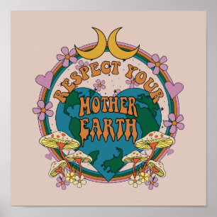 Affiche Graphique de la Terre mère rétro des années 70