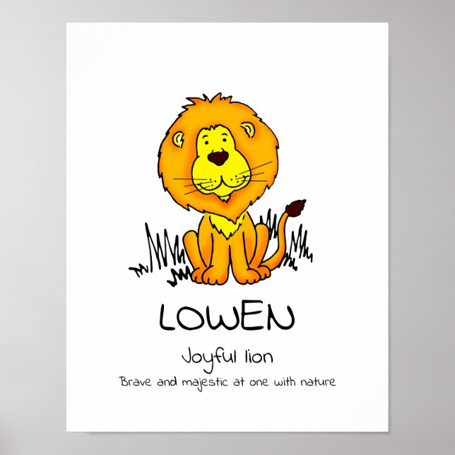 Affiche graphique de lion pour enfants significati (Devant)