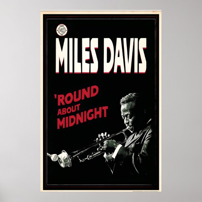 Affiche graphique de Miles Davis 'Round About Midn (Devant)