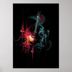 Affiche Graphique de musique cool avec guitare