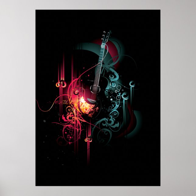 Affiche Graphique de musique cool avec guitare (Devant)