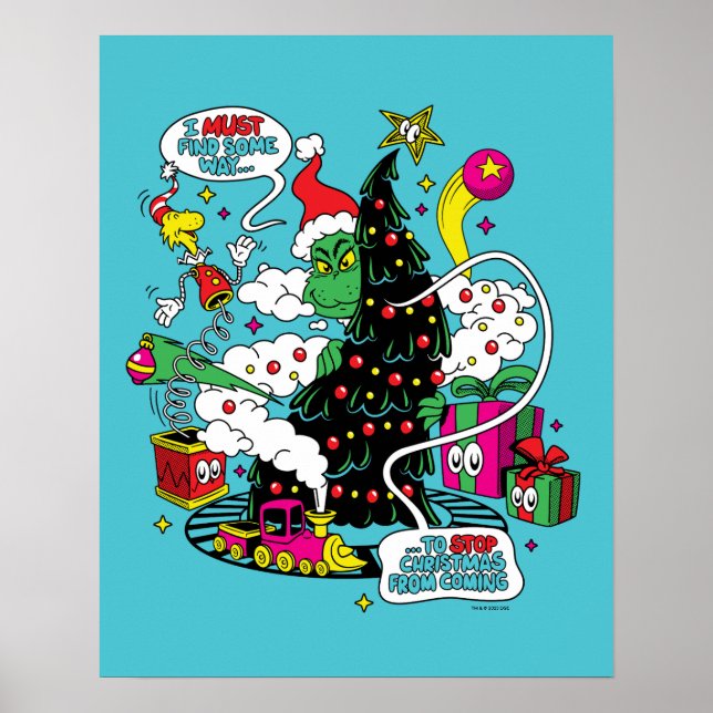 Affiche Graphique de Noël coloré Grinch (Devant)