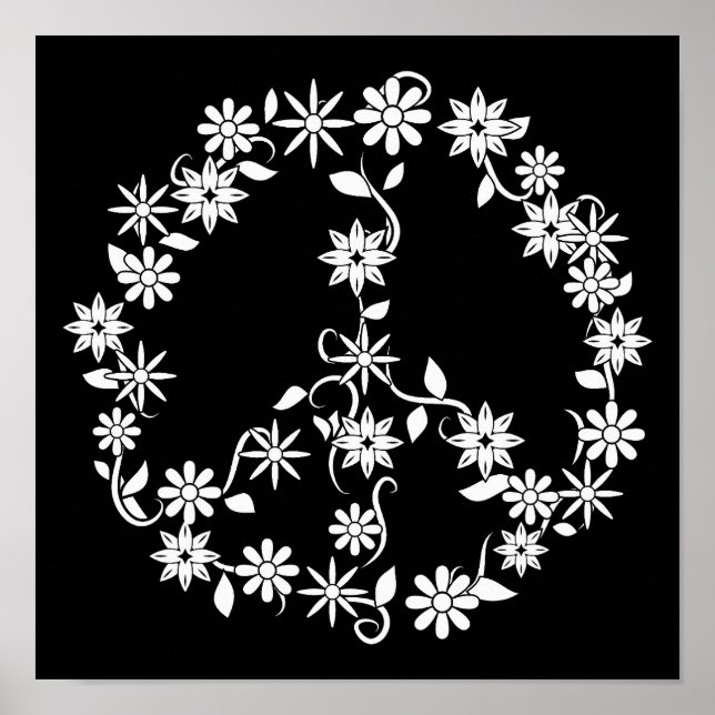 Affiche Graphique de paix Simple Étoiles & Fleurs (Devant)