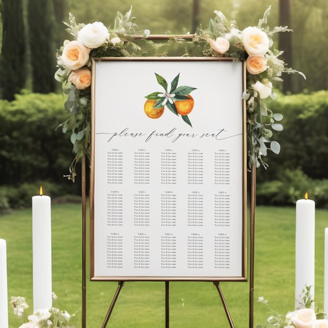 Affiche Graphique de paramètres du Mariage botanique orang (Créateur téléchargé)