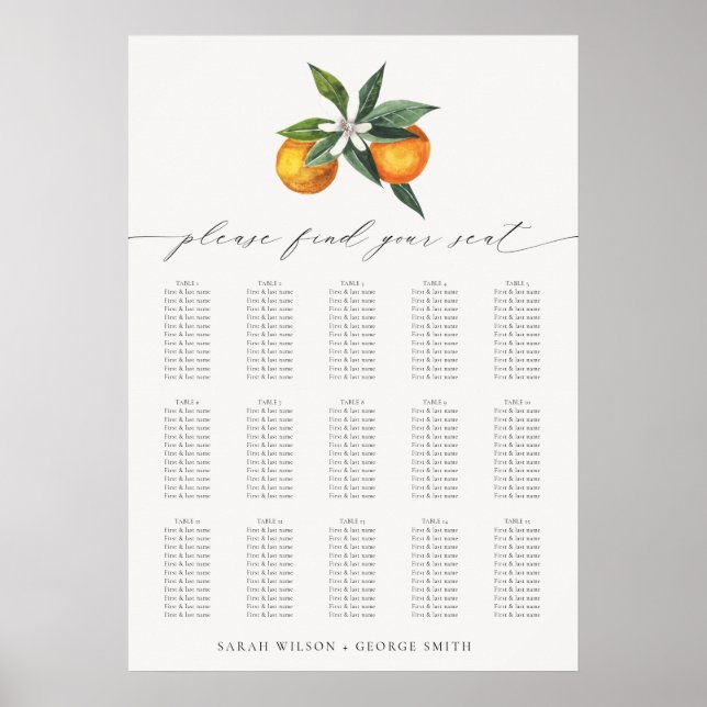 Affiche Graphique de paramètres du Mariage botanique orang (Devant)