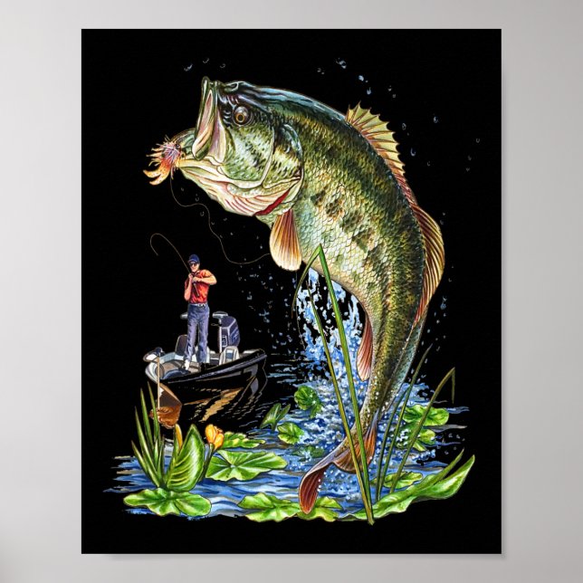 Affiche Graphique de pêche Bouche grande B Poisson  (Devant)