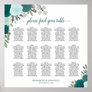 Affiche Graphique de placement 15 tables élégantes roses s
