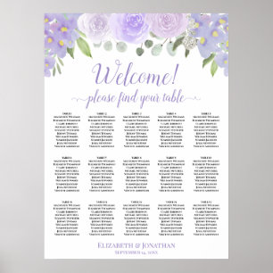 Affiche Graphique de placement 15 tables Roses lavande Boh