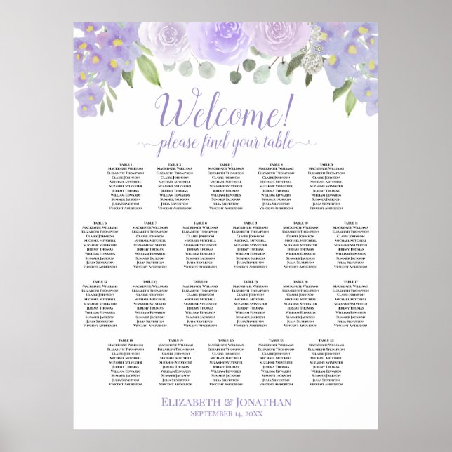 Affiche Graphique de placement 22 tables mariage floral la (Devant)