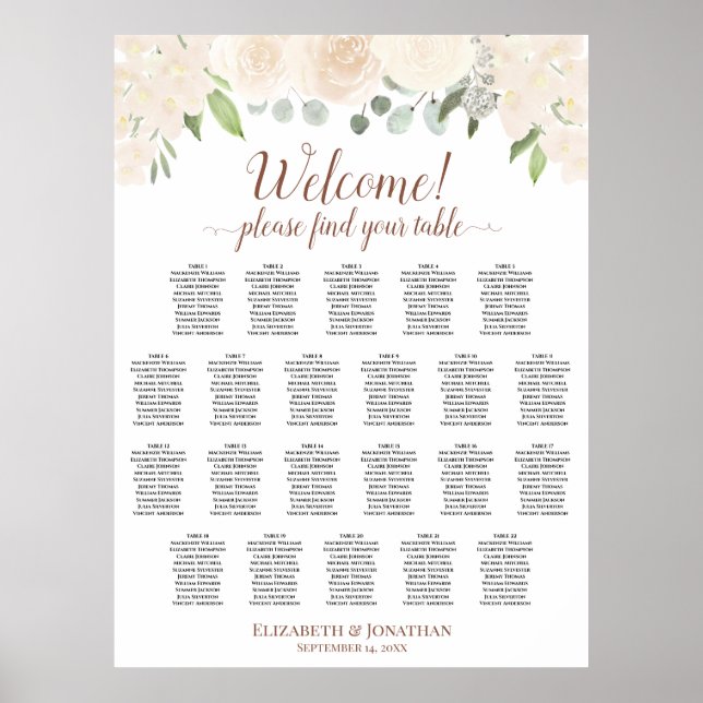 Affiche Graphique de placement 22 tables mariage floral ro (Devant)