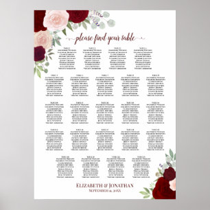 Affiche Graphique de placement 23 Table Rouge & Floral Ros