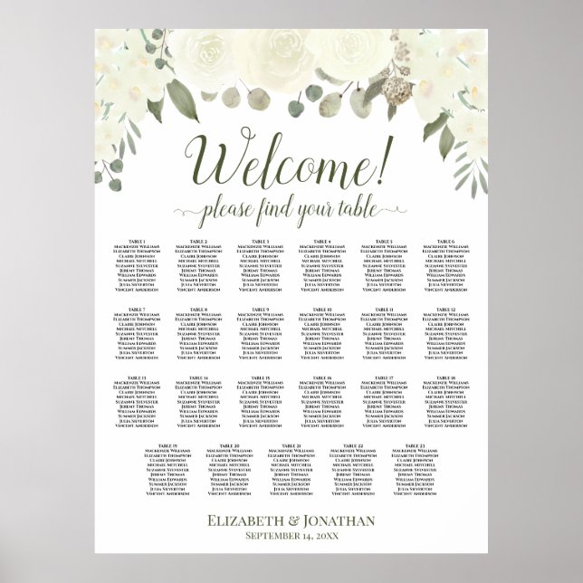 Affiche Graphique de placement 23 tables en ivoire blanc f (Devant)