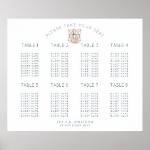 Affiche Graphique de placement 8 tables 80 places assises