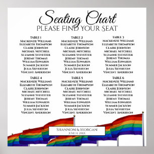 Affiche Graphique de placement de 6 tables de mariage avec