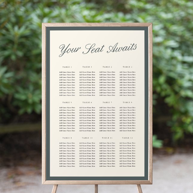 Affiche Graphique de placement de mariage à l'écriture cla (Créateur téléchargé)