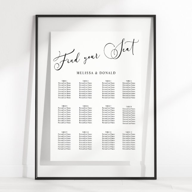 Affiche Graphique de placement de mariage à l'écriture sim (Créateur téléchargé)