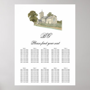 Affiche Graphique de placement de mariage à monogramme tra