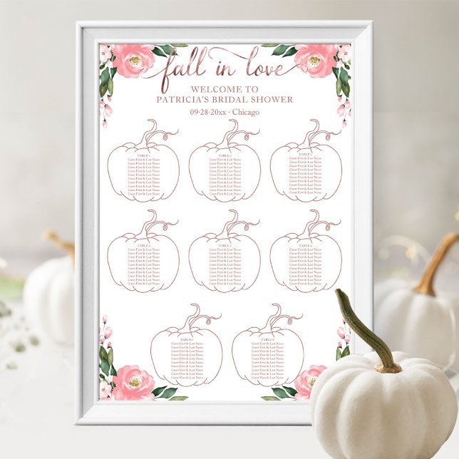 Affiche Graphique de placement de mariage automnal citroui (Créateur téléchargé)
