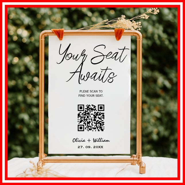 Affiche Graphique de placement de mariage Code QR Écriture (Créateur téléchargé)