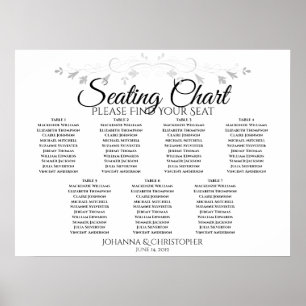 Affiche Graphique de placement de mariage de 7 tables Chic