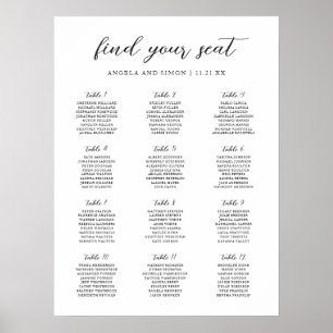 Affiche Graphique de placement de mariage élégant moderne