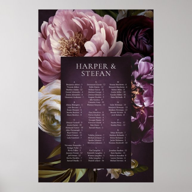 Affiche Graphique de placement de mariage floral maximalis (Devant)