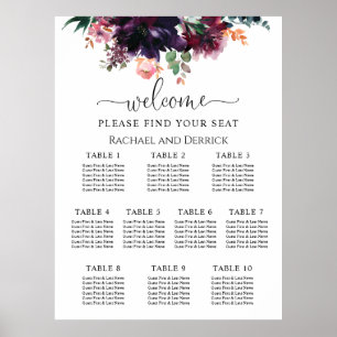 Affiche Graphique de placement de mariage floral profond l