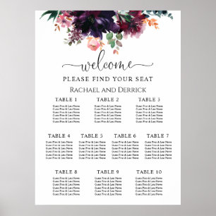 Affiche Graphique de placement de mariage floral profond l