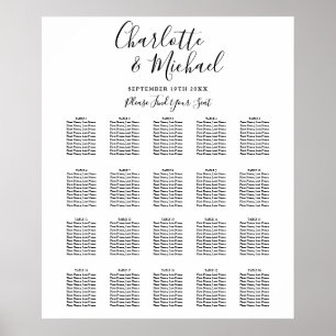 Affiche Graphique de placement de mariage signature noir e
