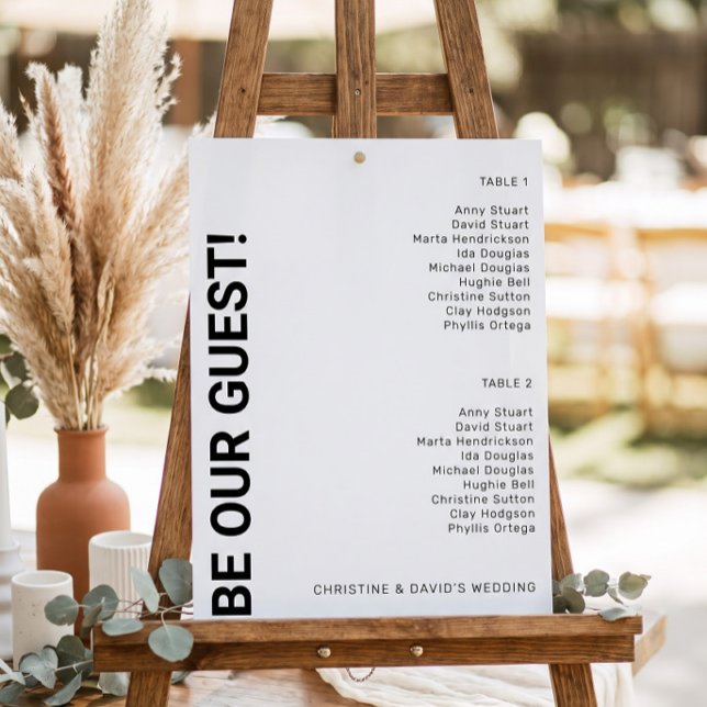 Affiche Graphique de placement de mariage simple blanc 2 t (Créateur téléchargé)