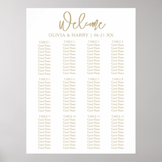 Affiche Graphique de placement de mariage simple écriture  (Devant)
