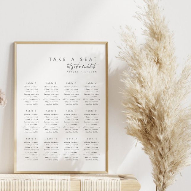 Affiche Graphique de placement de mariage simple élégant m (Créateur téléchargé)