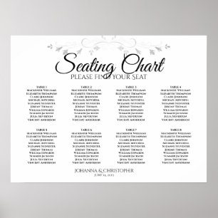 Affiche Graphique de placement de mariage simple noir et b