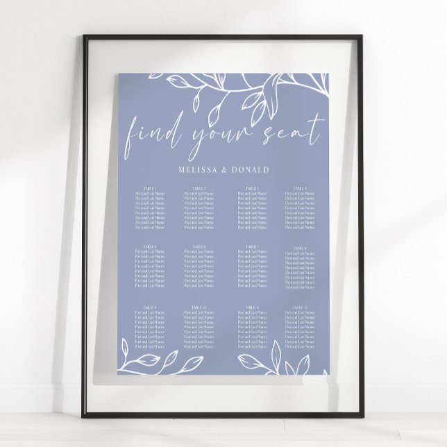 Affiche Graphique de placement de mariage simple Pervenche (Créateur téléchargé)